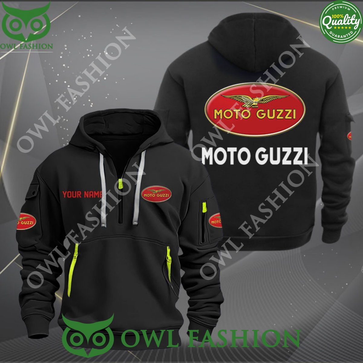 Moto Guzzi Italian Brand Motorcycles Custom 2d quarter zip hoodie