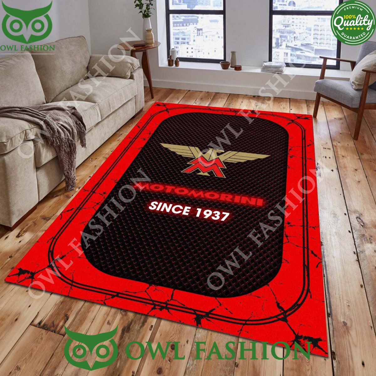 Moto Morini 1937 automotive luxury brand rug carpet for living room