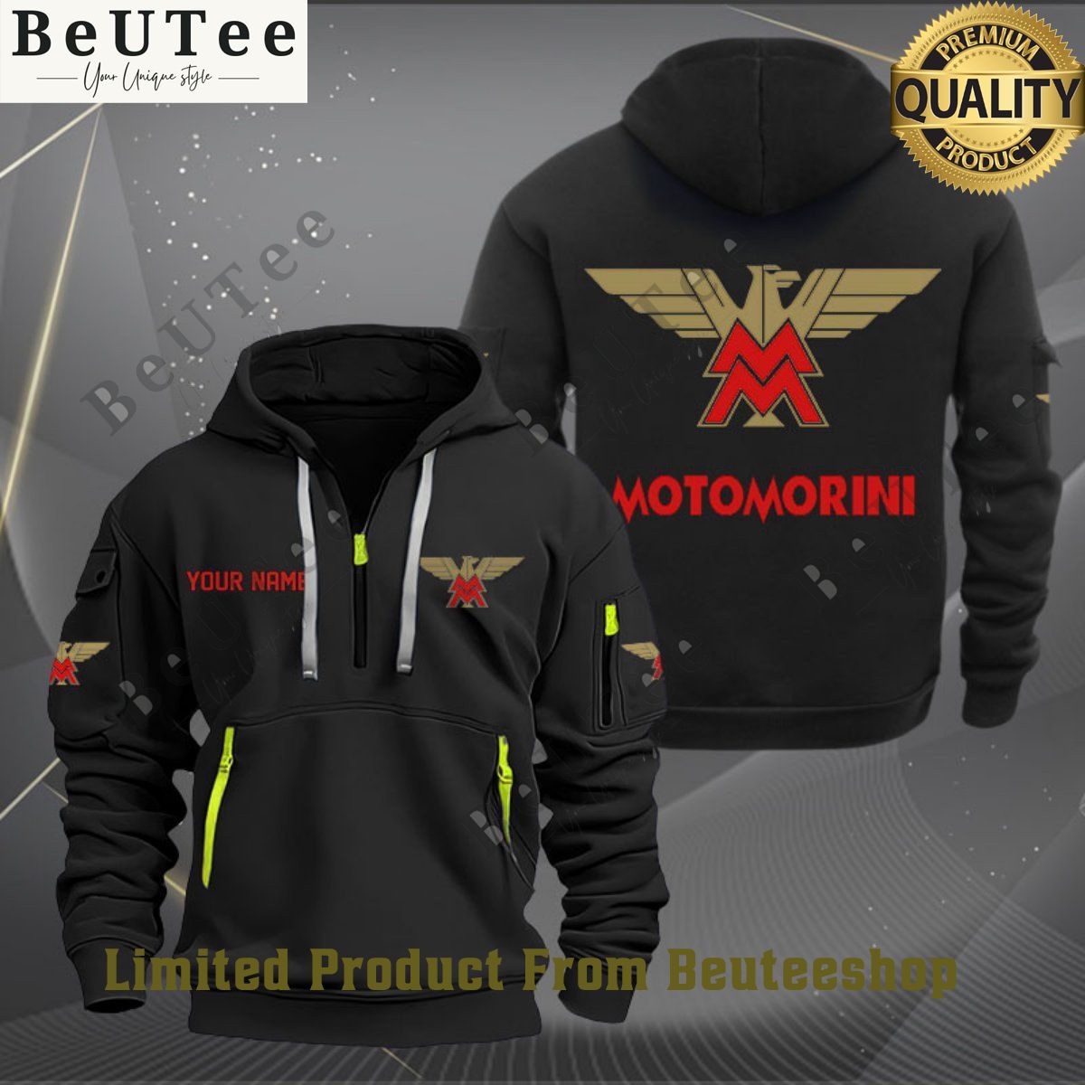 Moto Morini Motorcycles Luxury Brand Customized Color 2d quarter zip hoodie