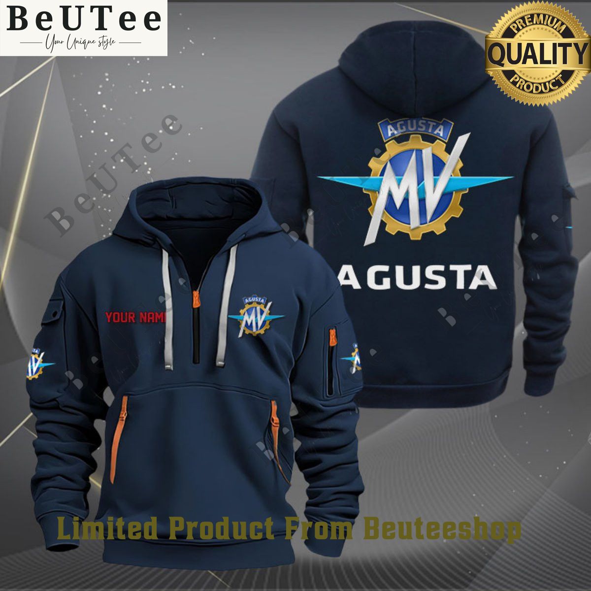 MV Agusta Automotive manufacturer Motorcycle Custom Name Color 2D quarter zip hoodie