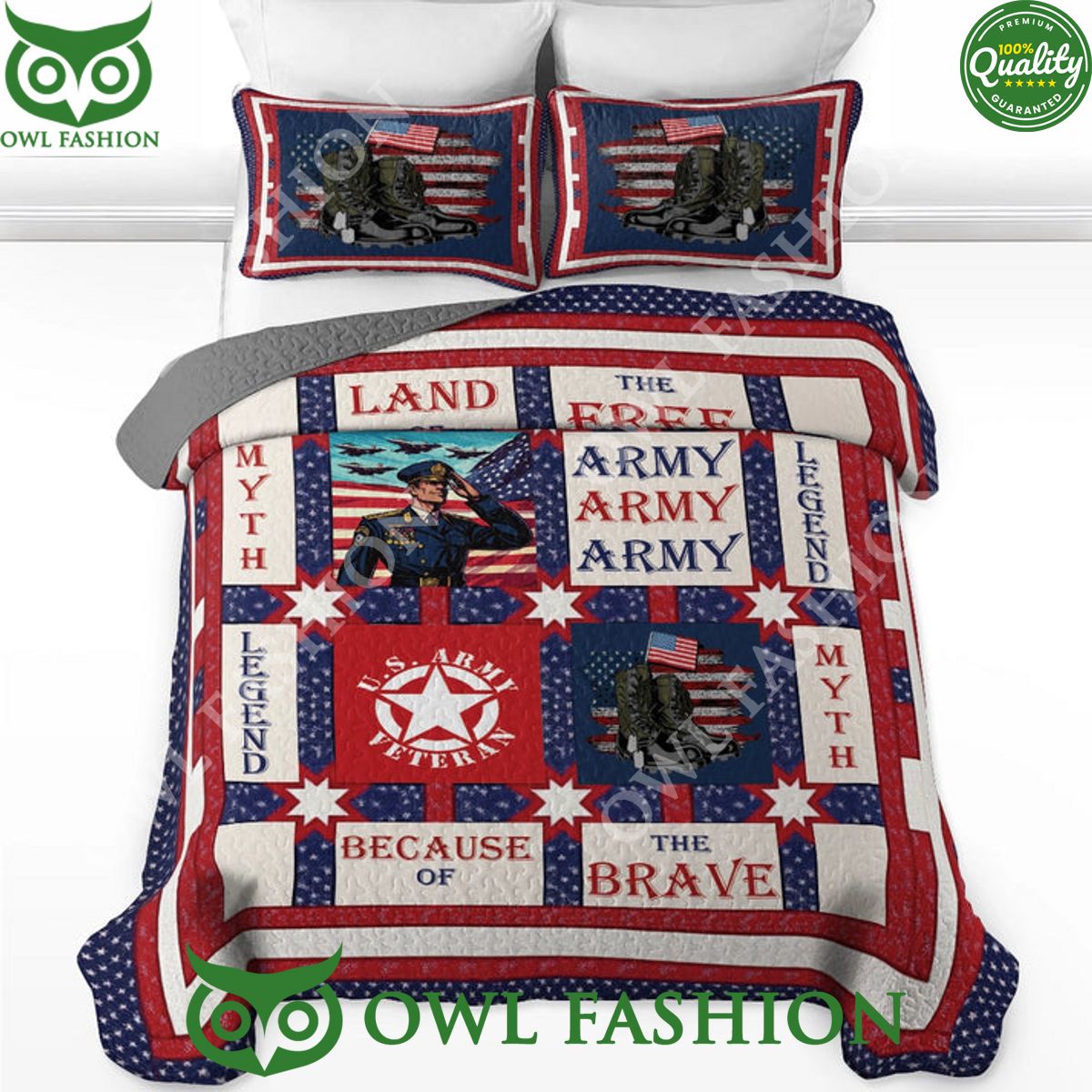 Myth All Season Veteran Home Of The Brave Army Quilt bedding set