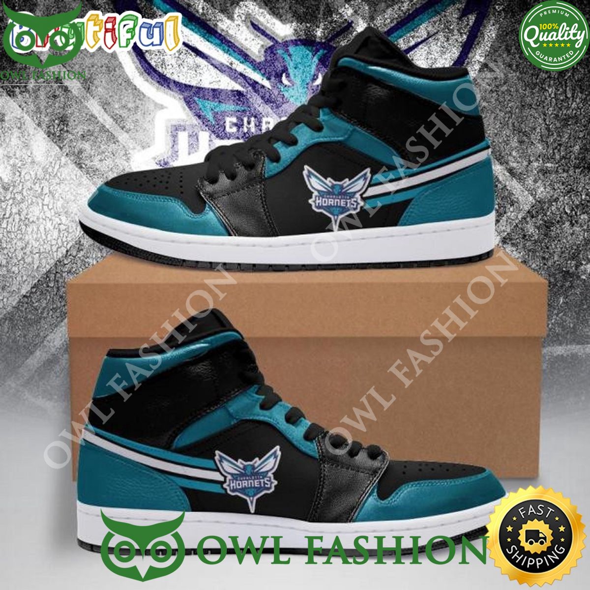 NBA Charlotte Hornets Teal Black Air Jordan 1 High Sneakers