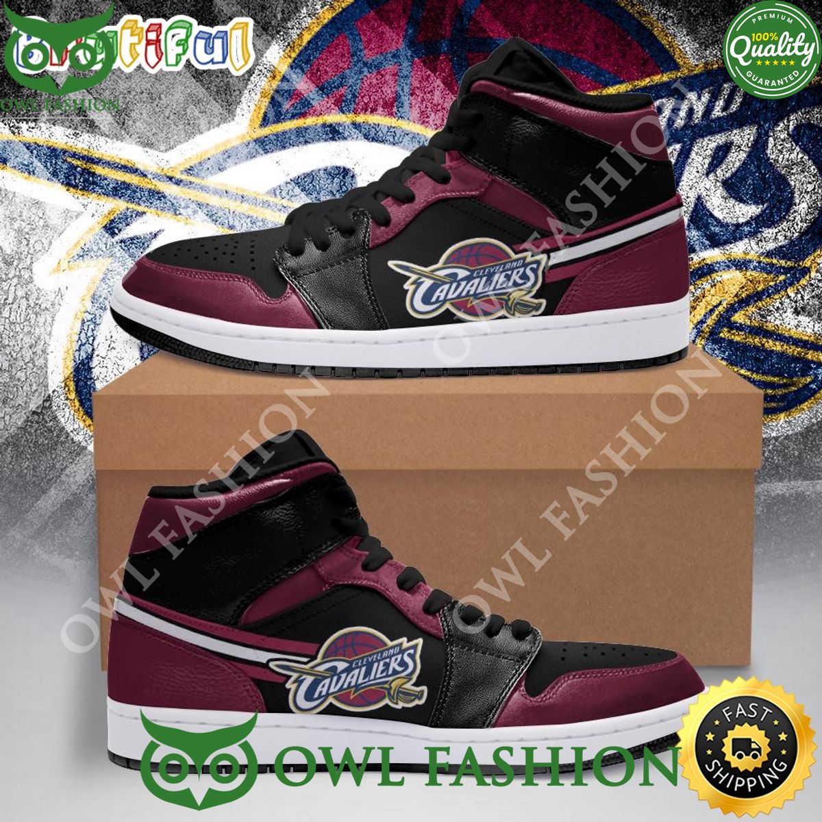 NBA Cleveland Cavaliers Wine Black Air Jordan 1 High Sneakers