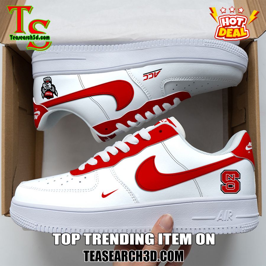 Amazing Nike Logo Air Force 1 Nike Shoes, Sport Team AF1 Shoes 21 NC State Wolfpack Custom Nike Logo AF1 Shoes