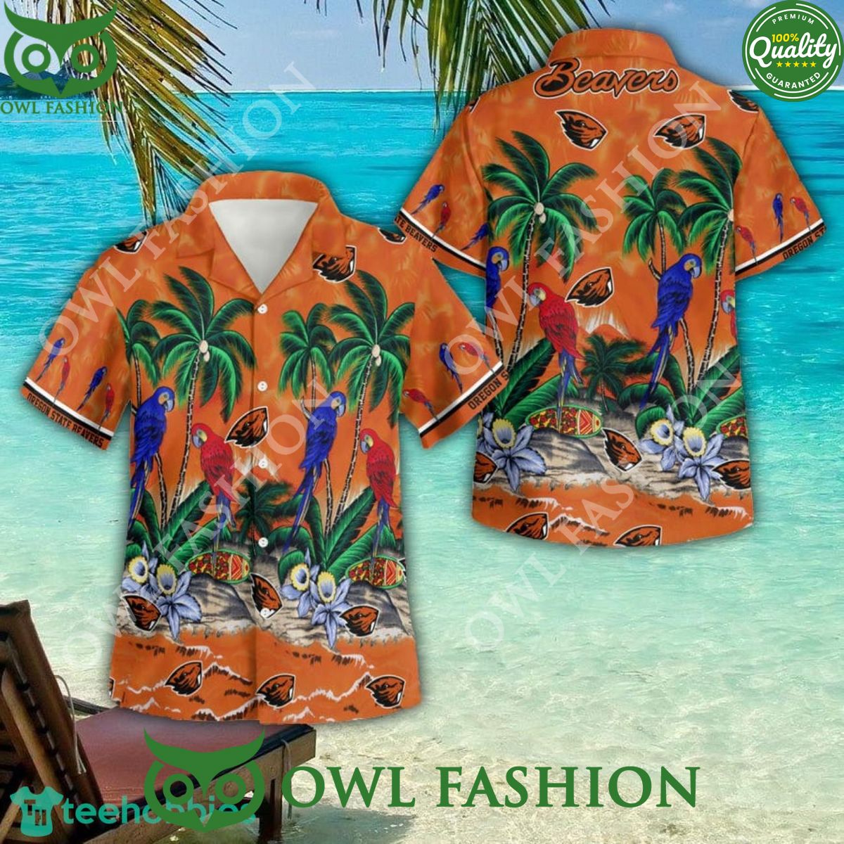 Ncaa Oregon State Beavers Parrot 3D Button Hawaiian Shirt