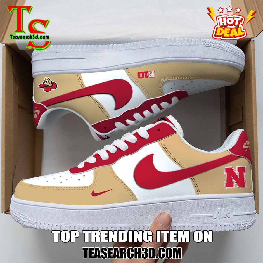 Amazing Nike Logo Air Force 1 Nike Shoes, Sport Team AF1 Shoes 22 Nebraska Cornhuskers Custom Nike Logo AF1 Shoes