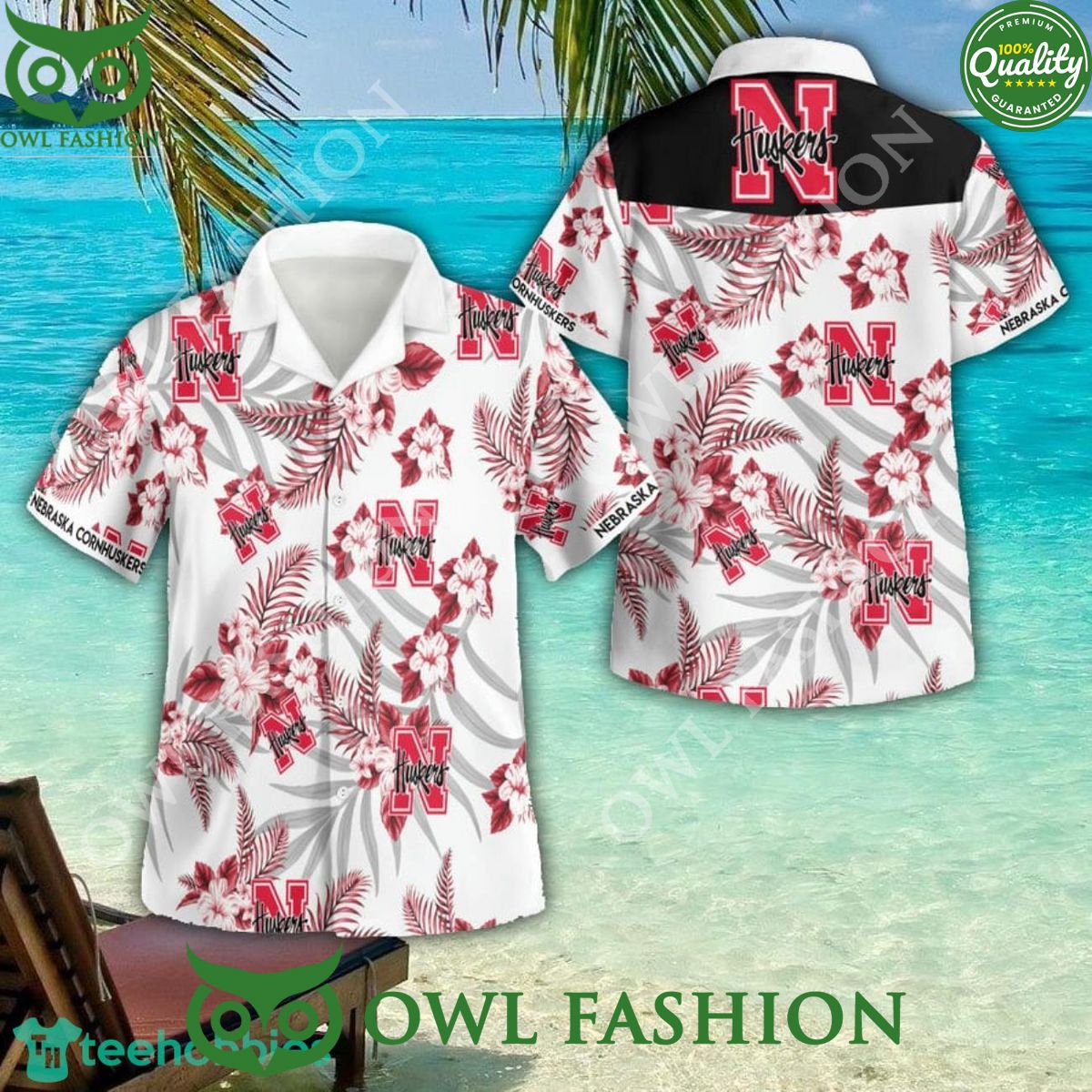 Nebraska Cornhuskers Football 3D Button Hawaiian Shirt