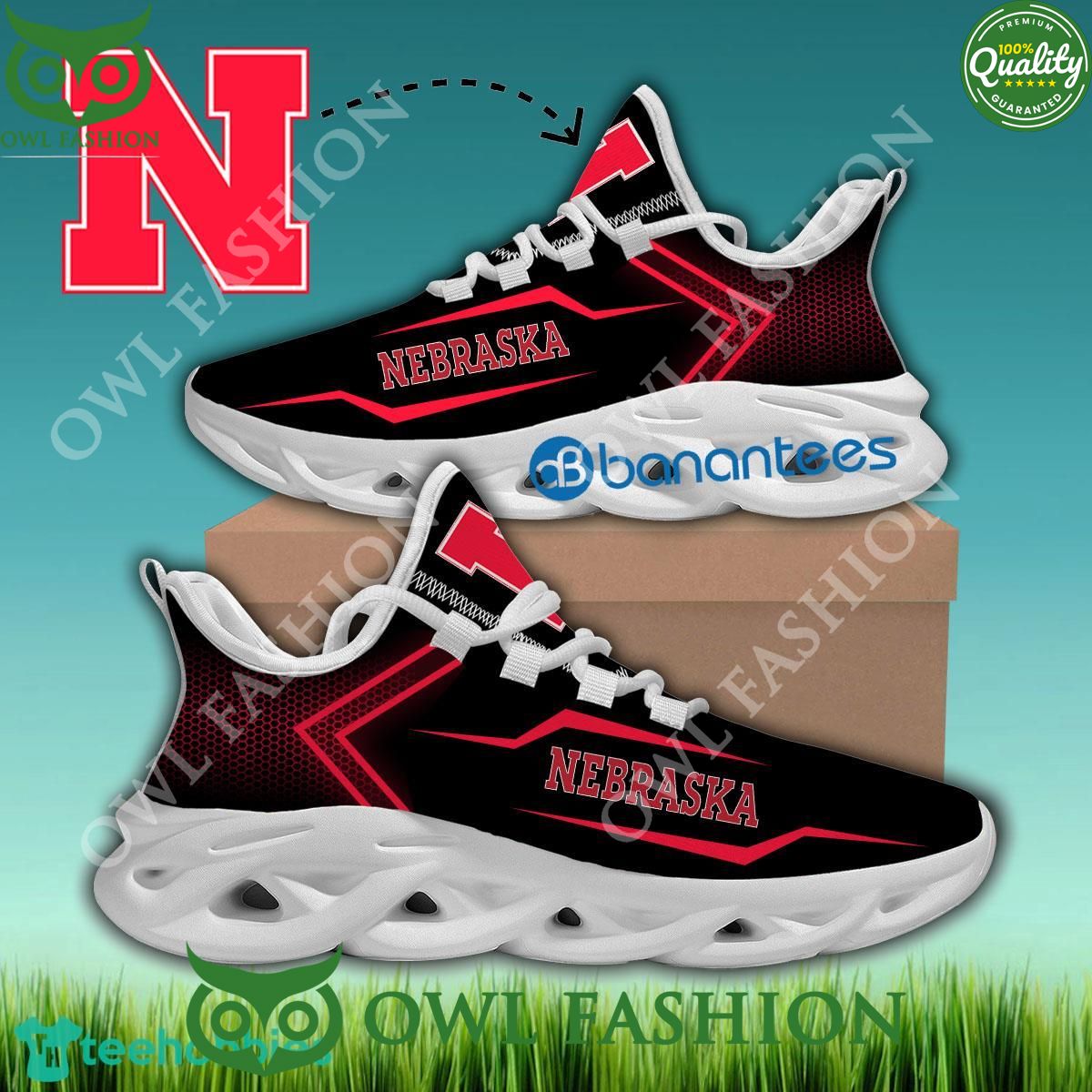 Nebraska Cornhuskers NCAA Chunky Sneaker Sign Max Soul Shoes