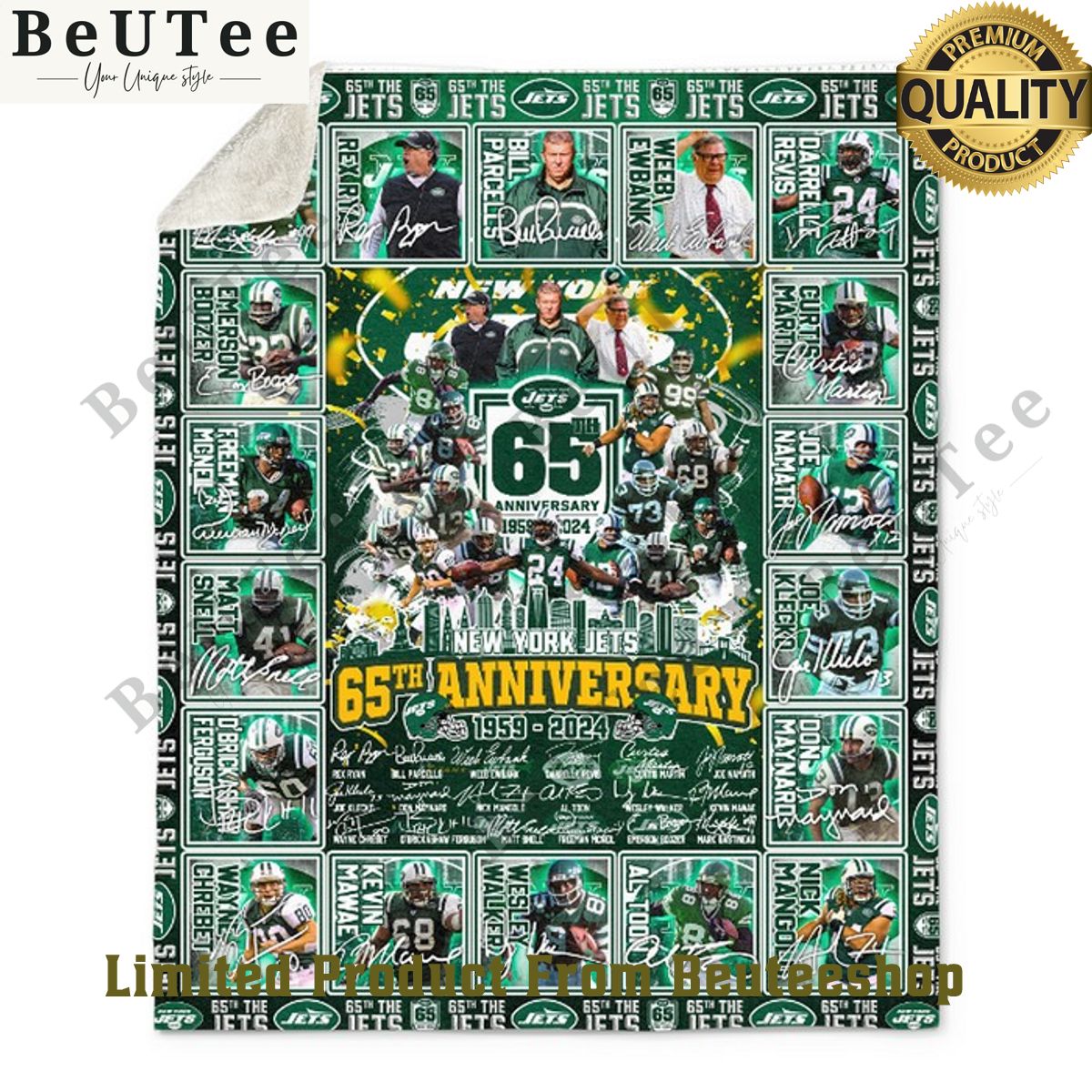 New York Jets 65th Anniversary 1959 2024 Fleece Blanket