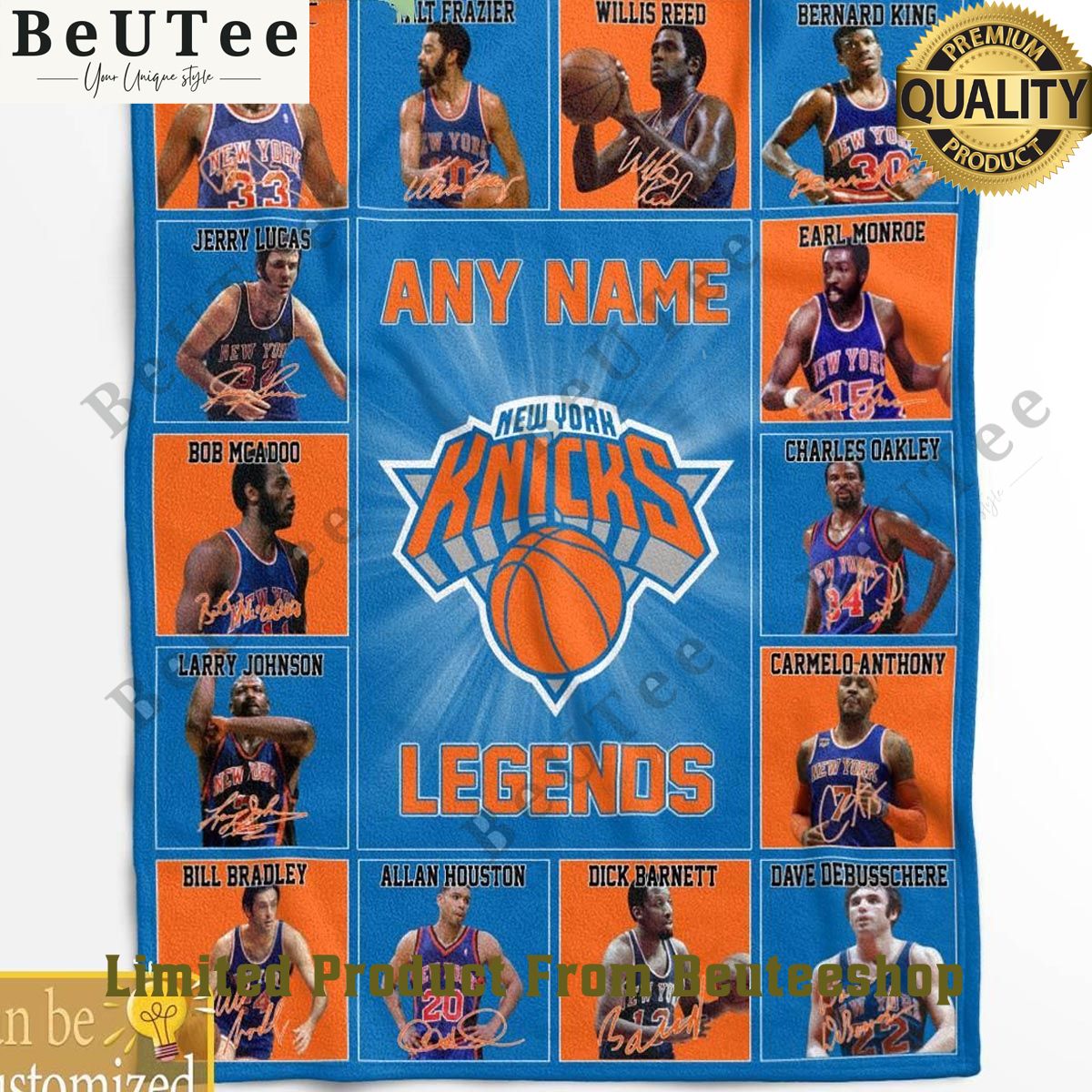New York Knicks Legends 2024 Team Personalized Limited Quilt Fleece Blanket