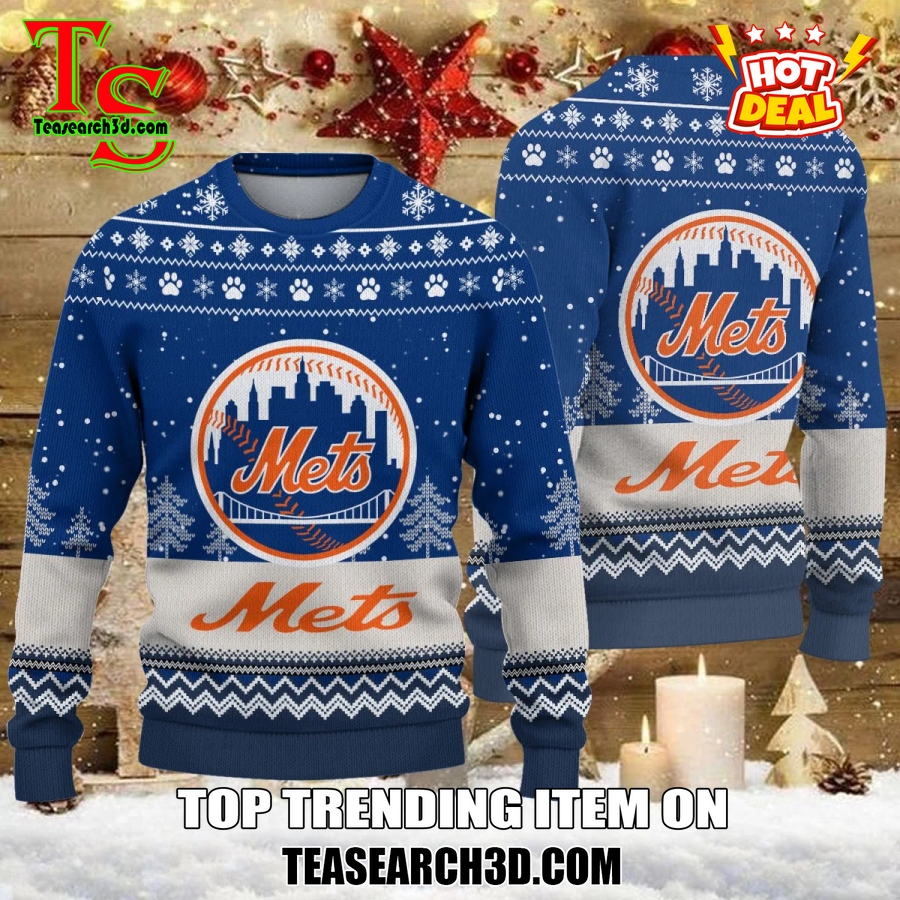 MLB Baseball Basic Ugly Christmas Sweater 19 New York Mets MLB Ugly Christmas Sweater