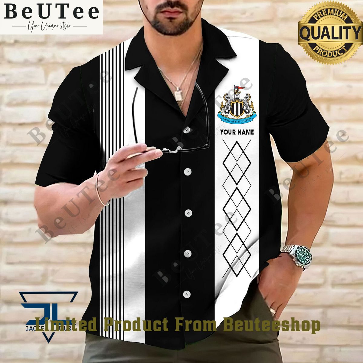 Newcastle United F.C Football Team Customized Striped Hawaiian Shirt