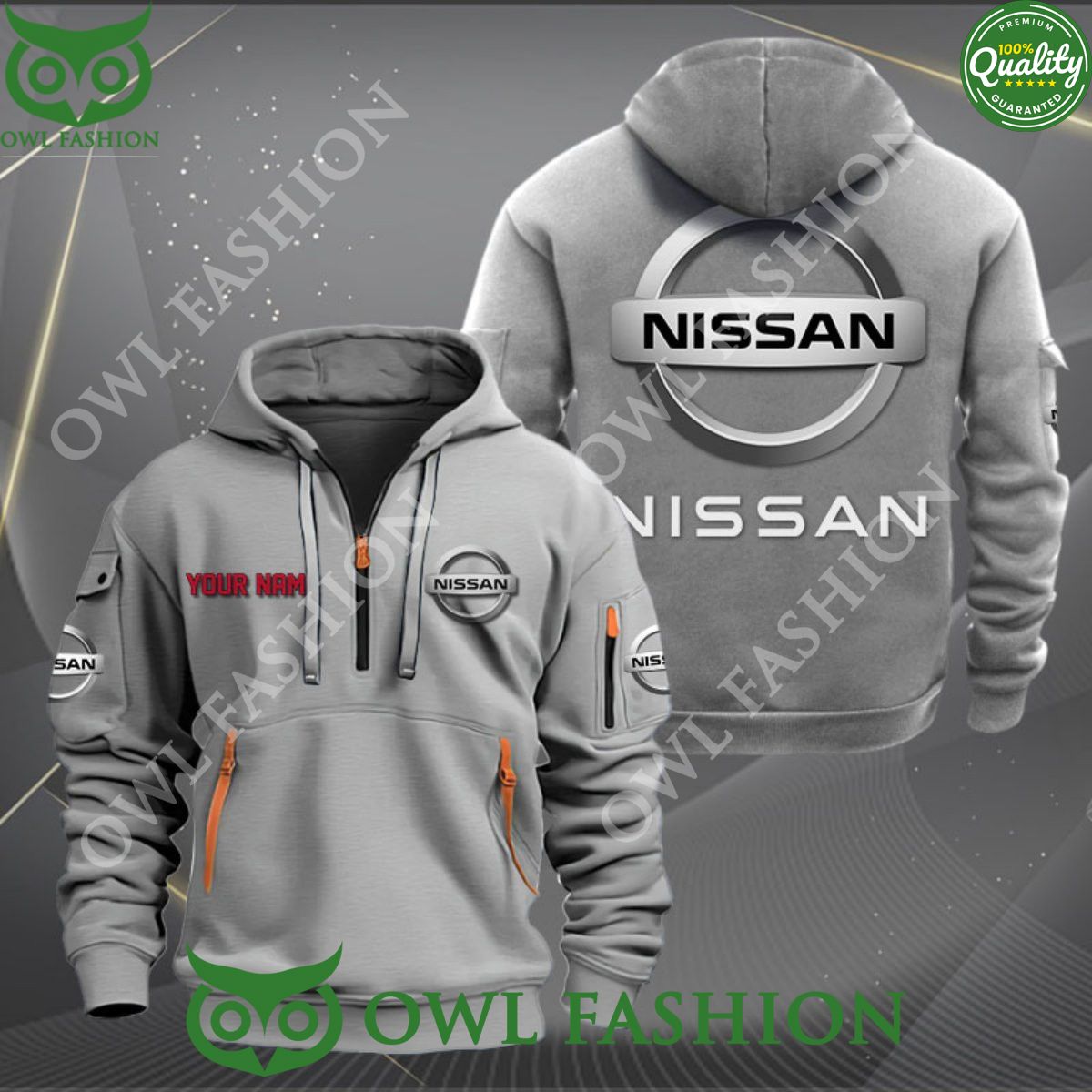 Nissan Brand Customized 2D Half Zipper Hoodie