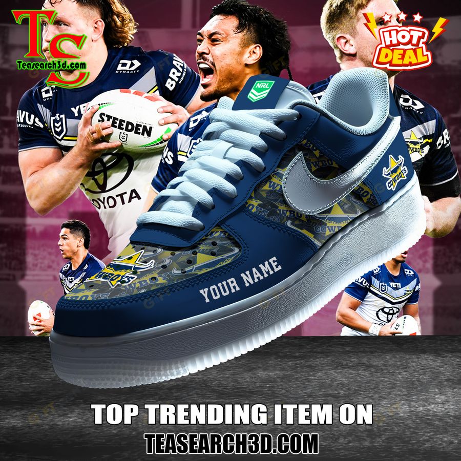 New Trending Sneaker Best Gift For Fans 19 North Queensland Cowboys NRL Custom Name Air Force Sneaker
