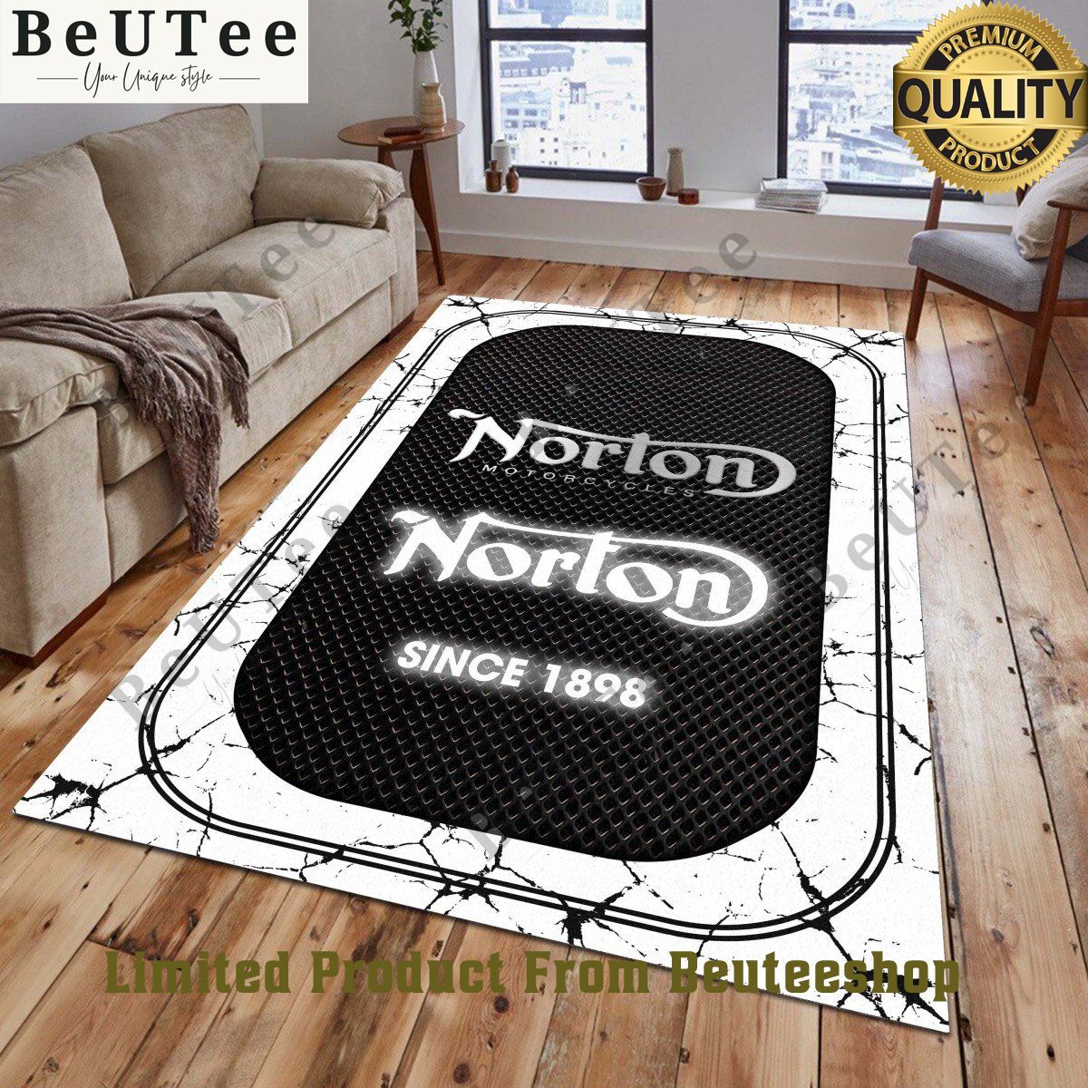 Norton Motorcycles 1898 Logo Brand Carpet Rug Custom Color