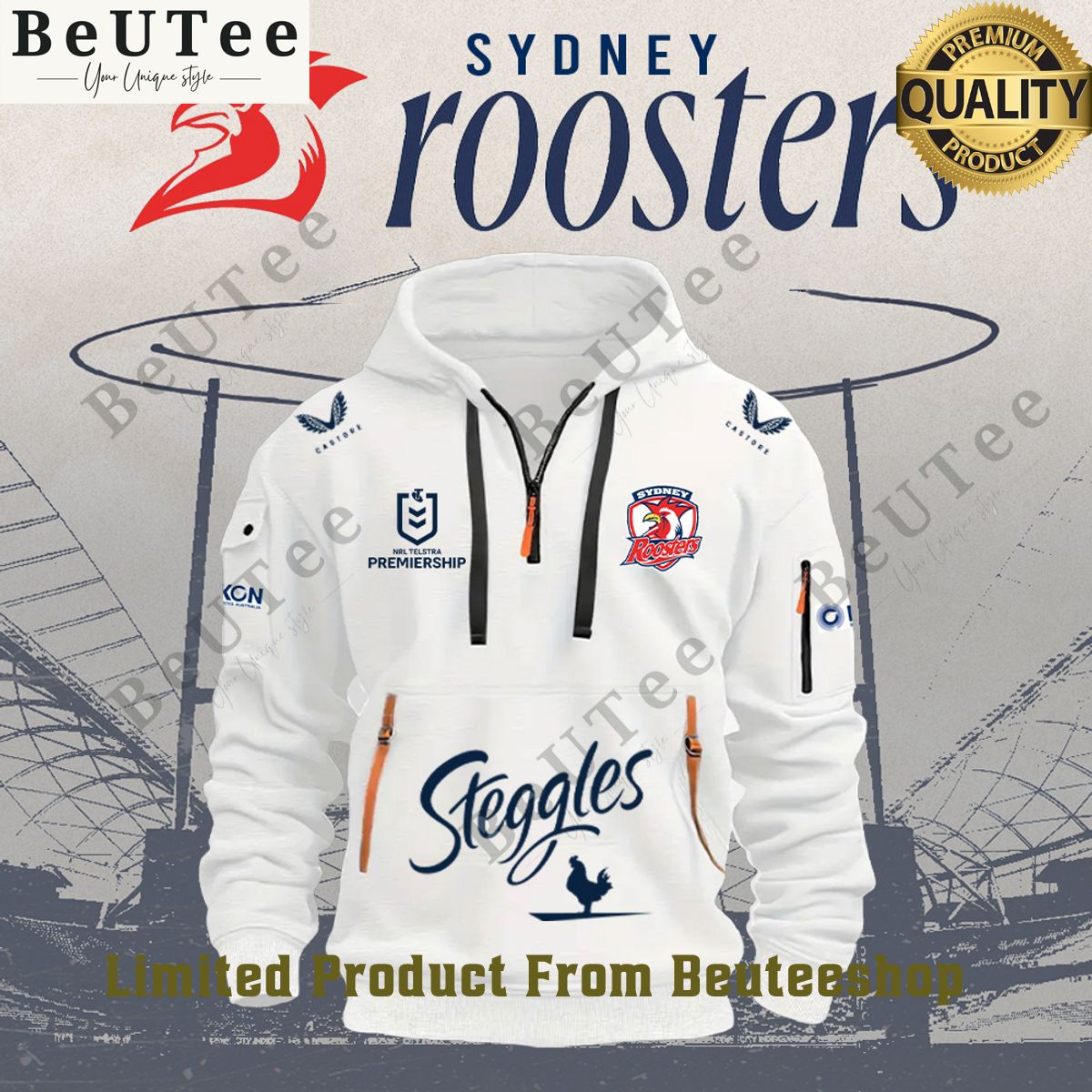 NRL Sydney Roosters football club Rugby Steggles half zipper hoodie