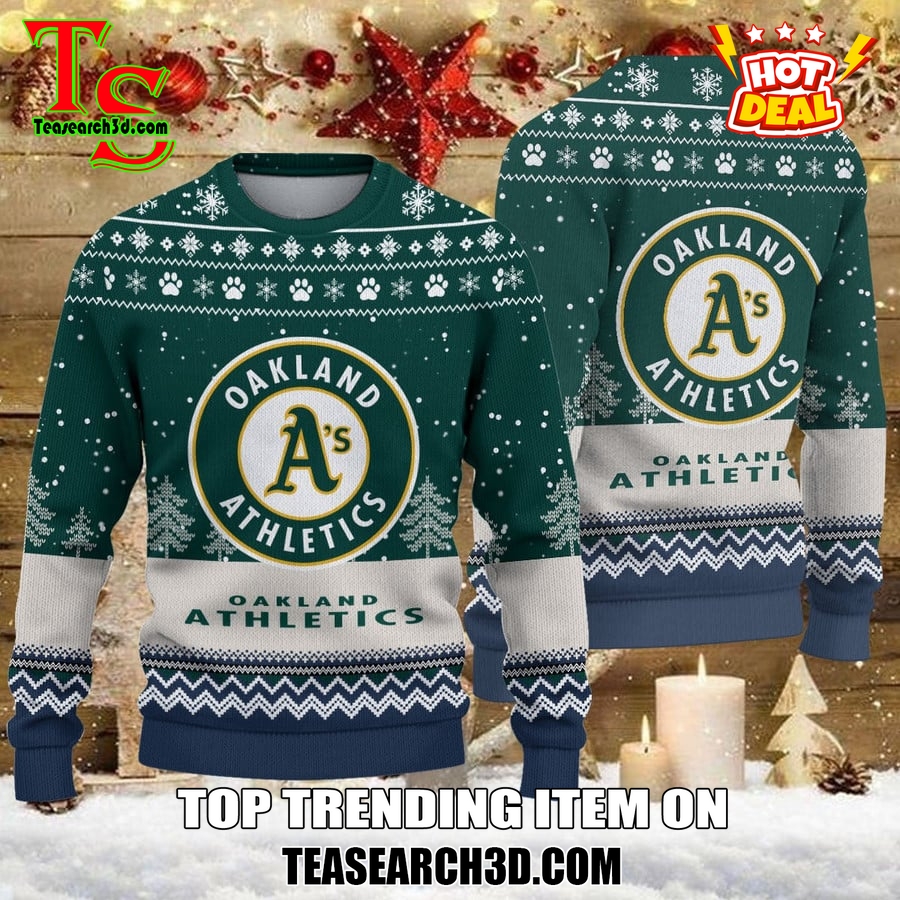 MLB Baseball Basic Ugly Christmas Sweater 21 Oakland Athletics MLB Ugly Christmas Sweater