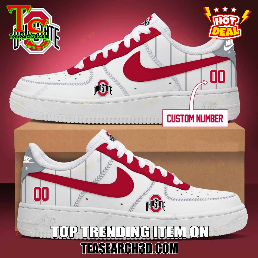 Amazing NCAA Air Force Sneakers Shoes 17 Ohio State Buckeyes Baseball Custom Air Force Sneakers