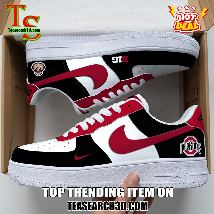 Amazing Nike Logo Air Force 1 Nike Shoes, Sport Team AF1 Shoes 25 Ohio State Buckeyes Custom Nike Logo AF1 Shoes