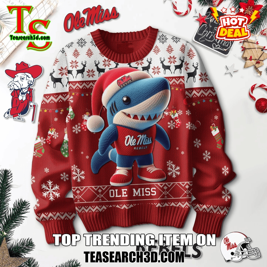 20 Best Winter Sweaters for 2024 On Teasearch3D 17 Ole Miss Rebels Mascot Santa Hat Ugly Sweater