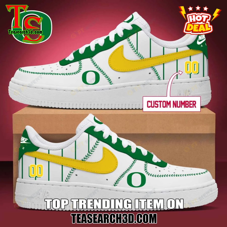 Amazing NCAA Air Force Sneakers Shoes 19 Oregon Ducks Baseball Custom Air Force Sneakers