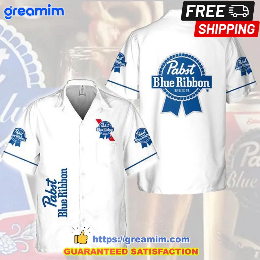 pabst blue ribbon white casual hawaiian shirt 1 pHHGt