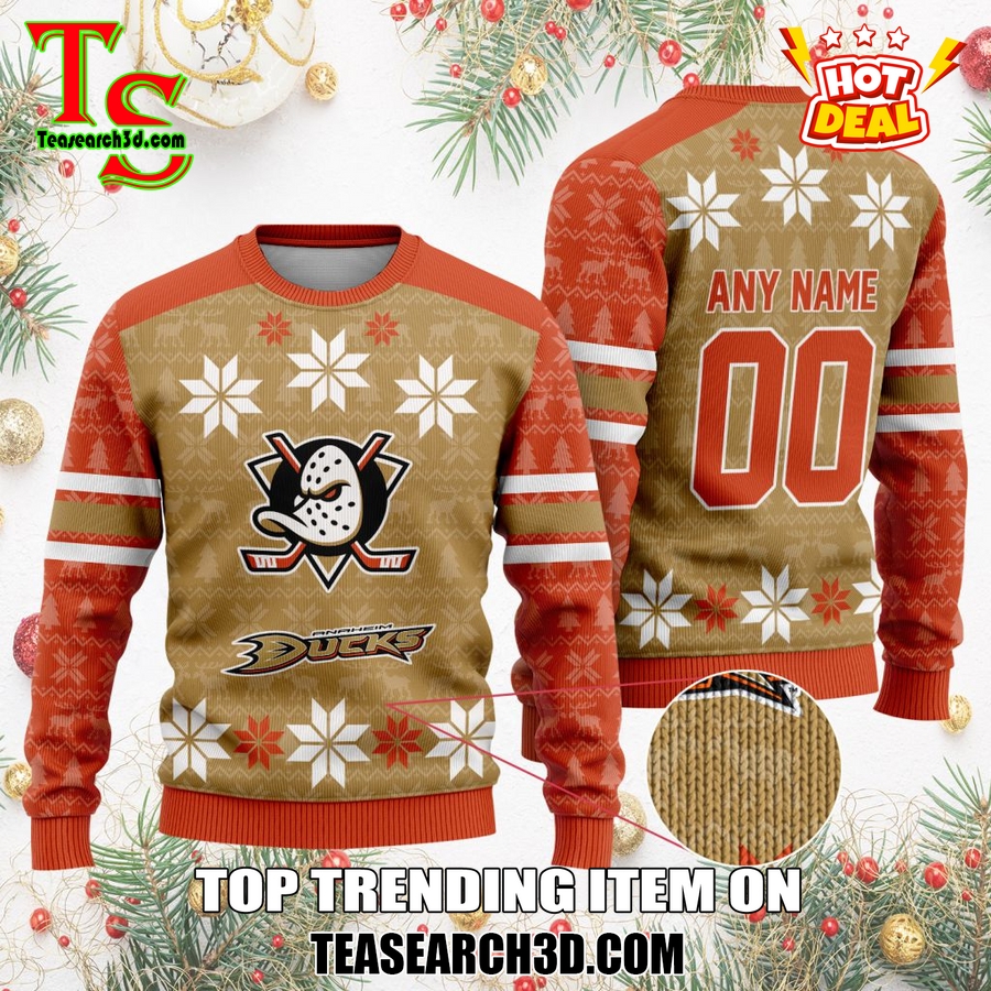 Top Hot Ice Hocket Team Ugly Sweater For NHL fans 2 Personalized Anaheim Ducks Ugly Sweater For Christmas