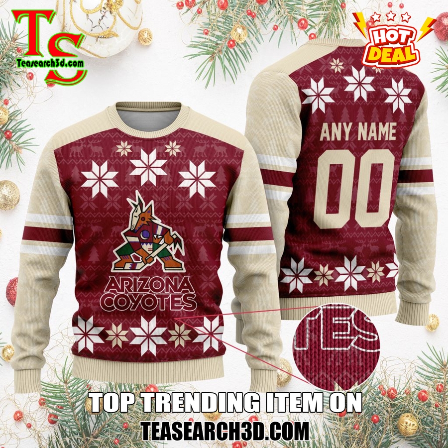 Top Hot Ice Hocket Team Ugly Sweater For NHL fans 3 Personalized Arizona Coyotes Ugly Sweater For Christmas