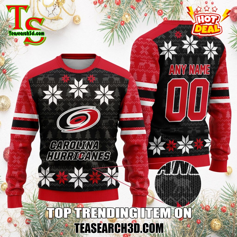 Top Hot Ice Hocket Team Ugly Sweater For NHL fans 7 Personalized Carolina Hurricanes Ugly Sweater For Christmas