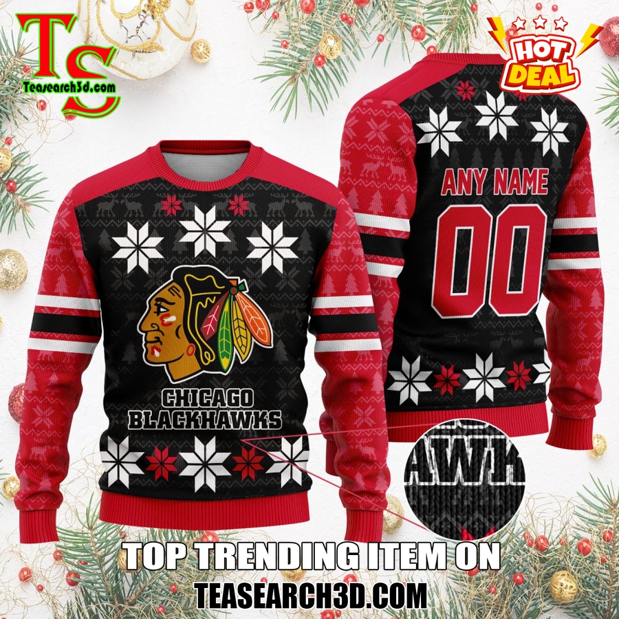 Top Hot Ice Hocket Team Ugly Sweater For NHL fans 8 Personalized Chicago Blackhawks Ugly Sweater For Christmas
