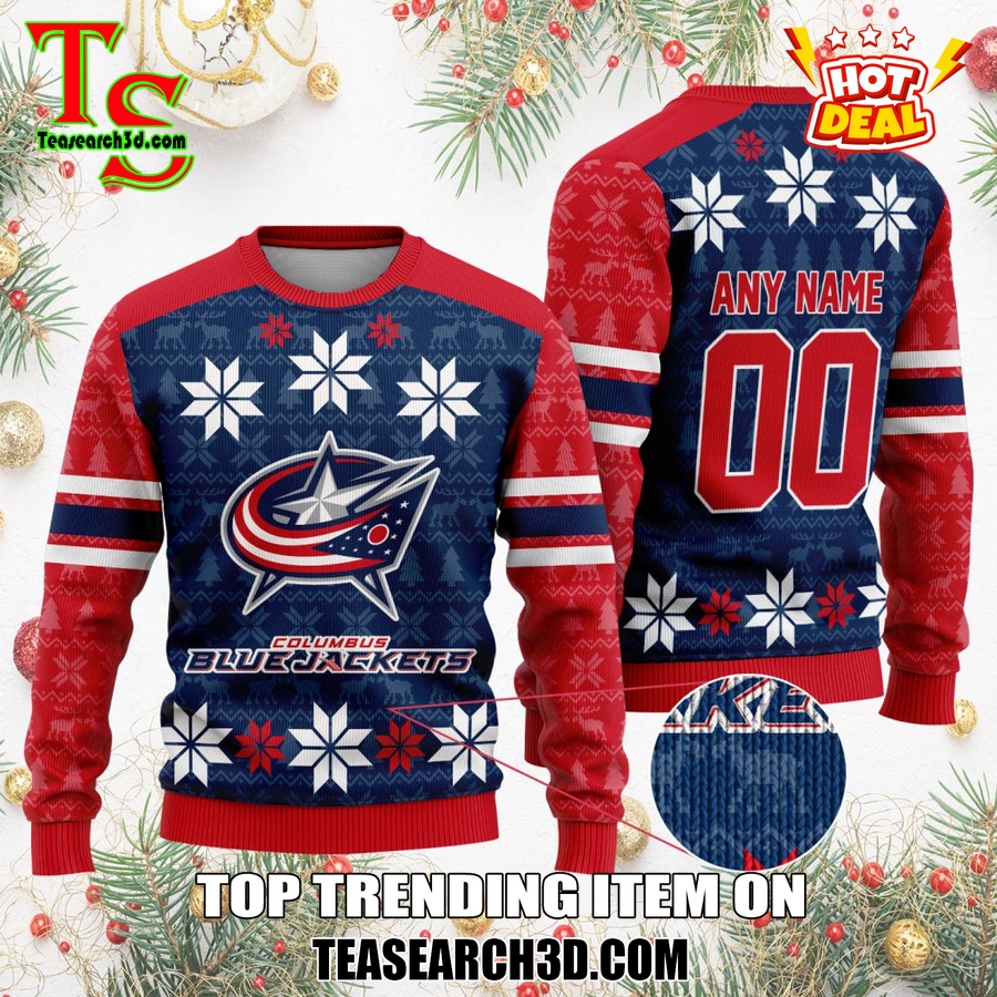 Top Hot Ice Hocket Team Ugly Sweater For NHL fans 10 Personalized Columbus Blue Jackets Ugly Sweater For Christmas