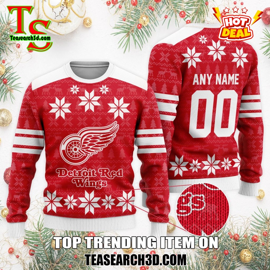 Top Hot Ice Hocket Team Ugly Sweater For NHL fans 12 Personalized Detroit Red Wings Ugly Sweater For Christmas