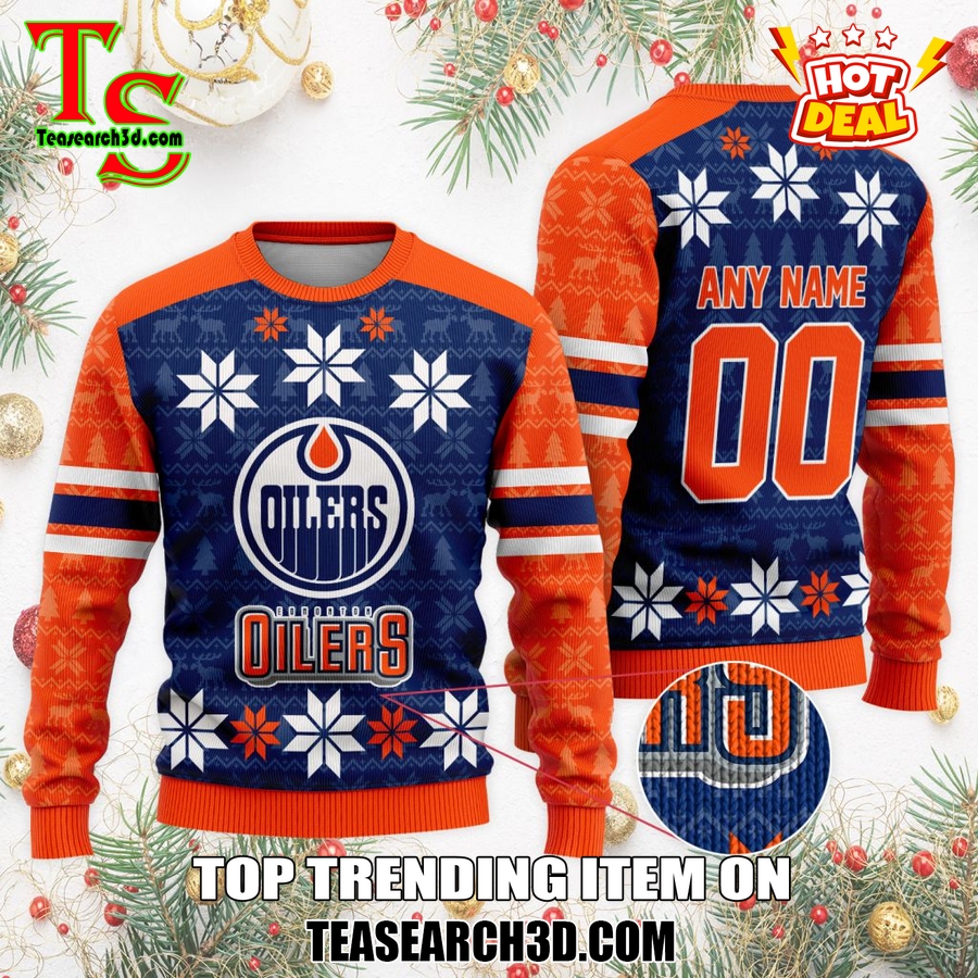 Top Hot Ice Hocket Team Ugly Sweater For NHL fans 13 Personalized Edmonton Oilers Ugly Sweater For Christmas
