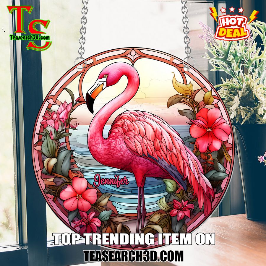 Hot Stained Glass Suncatchers ideas in 2024 18 Personalized Flamingo Stained Glass Suncatcher Ornament