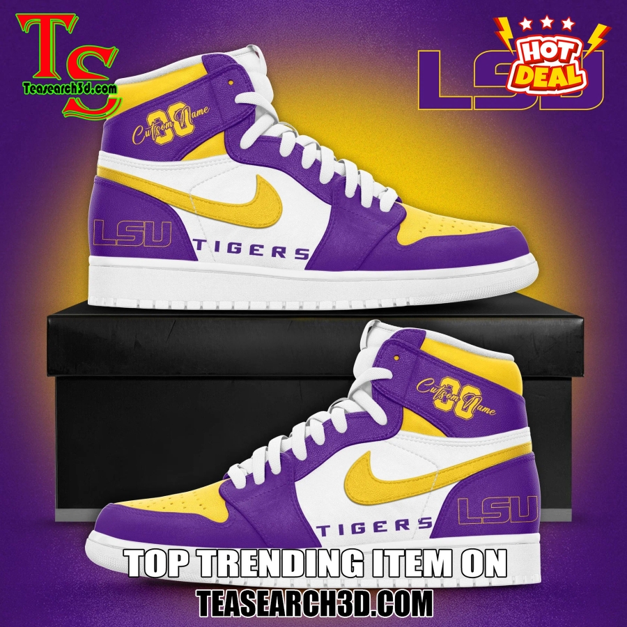 New Trending Air Jordan High Top Shoes 150125 21 Personalized LSU Tigers Air Jordan High Top Shoes