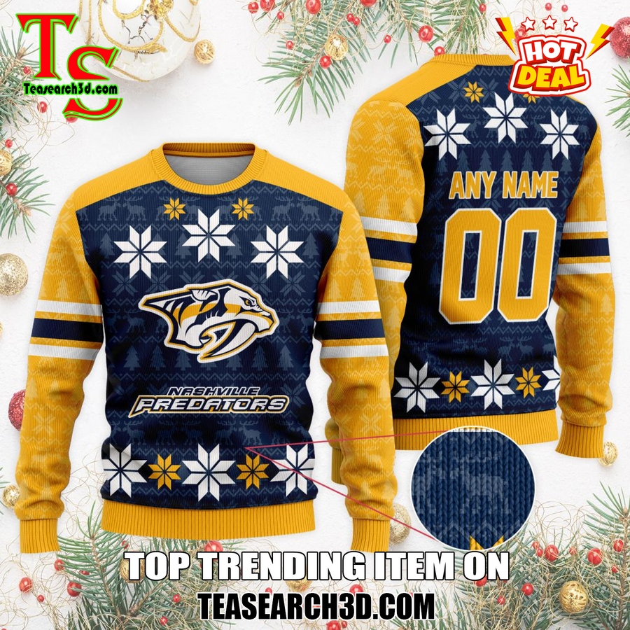 Top Hot Ice Hocket Team Ugly Sweater For NHL fans 18 Personalized Nashville Predators Ugly Sweater For Christmas