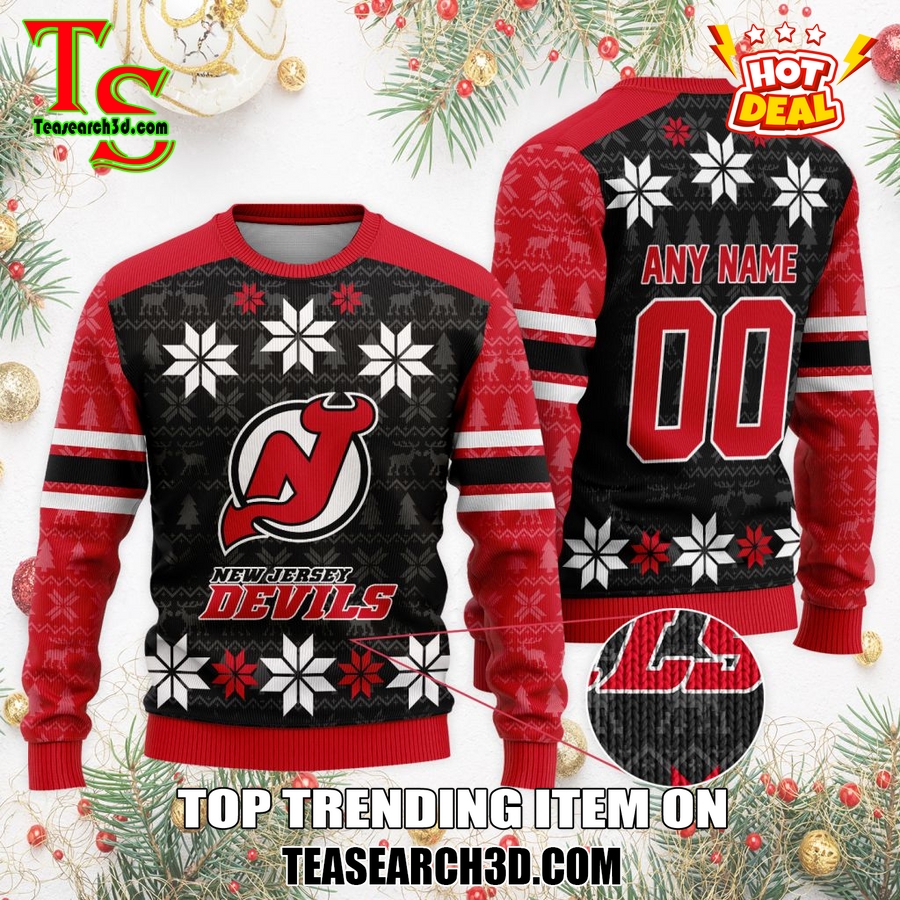 Top Hot Ice Hocket Team Ugly Sweater For NHL fans 19 Personalized New Jersey Devils Ugly Sweater For Christmas