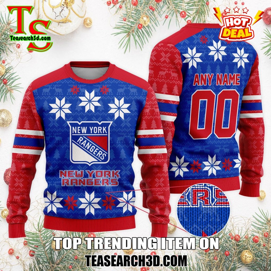 Top Hot Ice Hocket Team Ugly Sweater For NHL fans 21 Personalized New York Rangers Ugly Sweater For Christmas