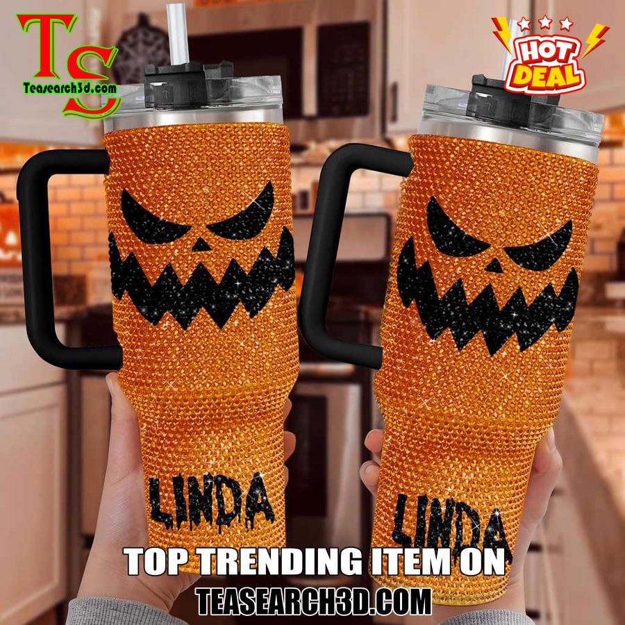 Rhinestone Tumbler With Name On Teasearch 22 Personalized Orange Pumpkin 40Oz Rhinestone Tumbler style 04
