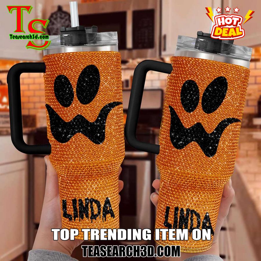 Rhinestone Tumbler With Name On Teasearch 23 Personalized Orange Pumpkin 40Oz Rhinestone Tumbler style 05