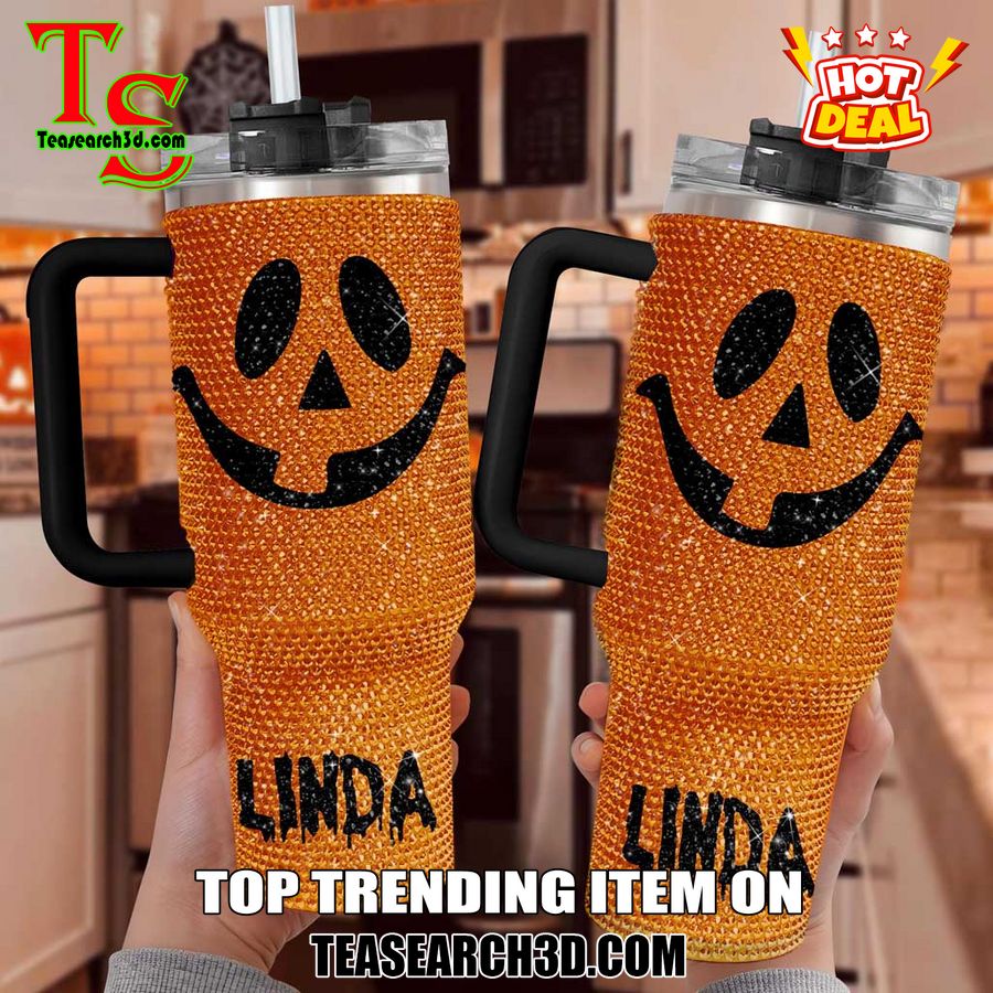 Rhinestone Tumbler With Name On Teasearch 24 Personalized Orange Pumpkin 40Oz Rhinestone Tumbler style 06