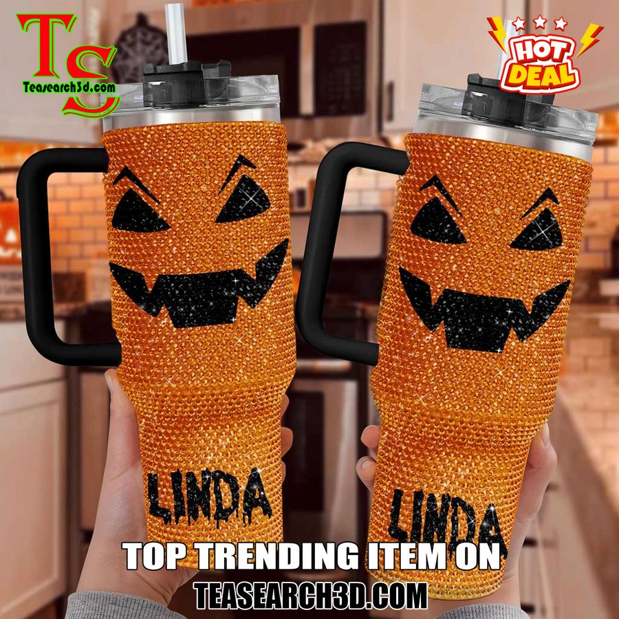 Rhinestone Tumbler With Name On Teasearch 25 Personalized Orange Pumpkin 40Oz Rhinestone Tumbler style 07