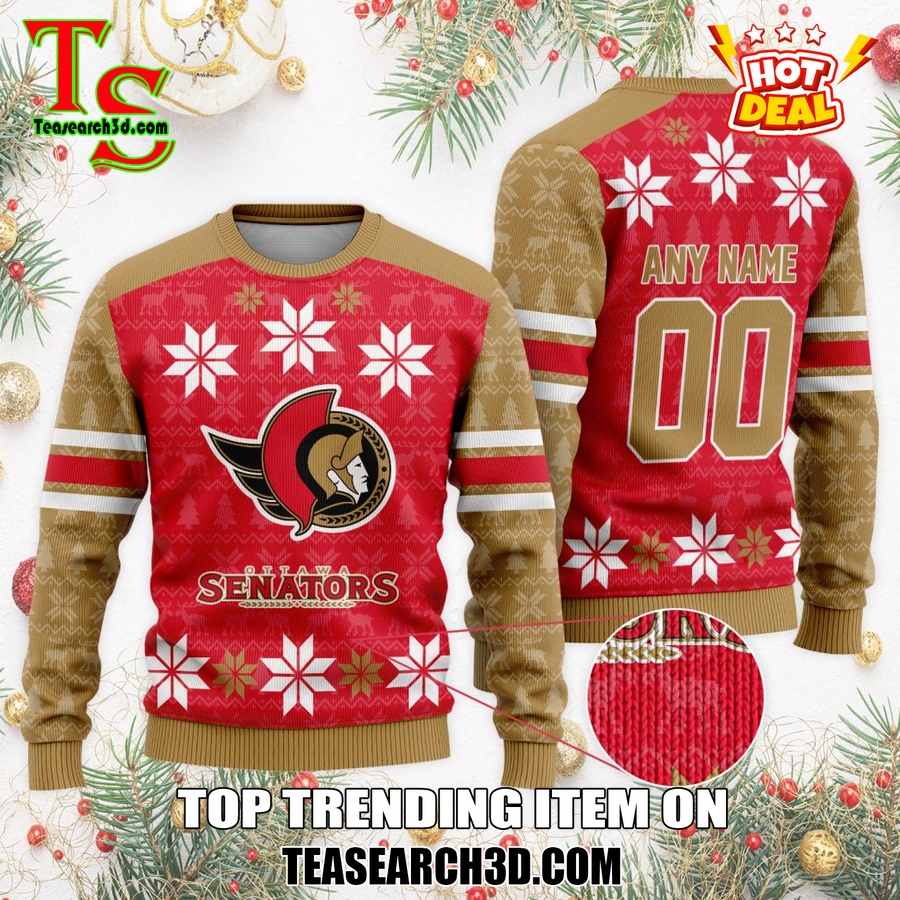 Top Hot Ice Hocket Team Ugly Sweater For NHL fans 22 Personalized Ottawa Senators Ugly Sweater For Christmas