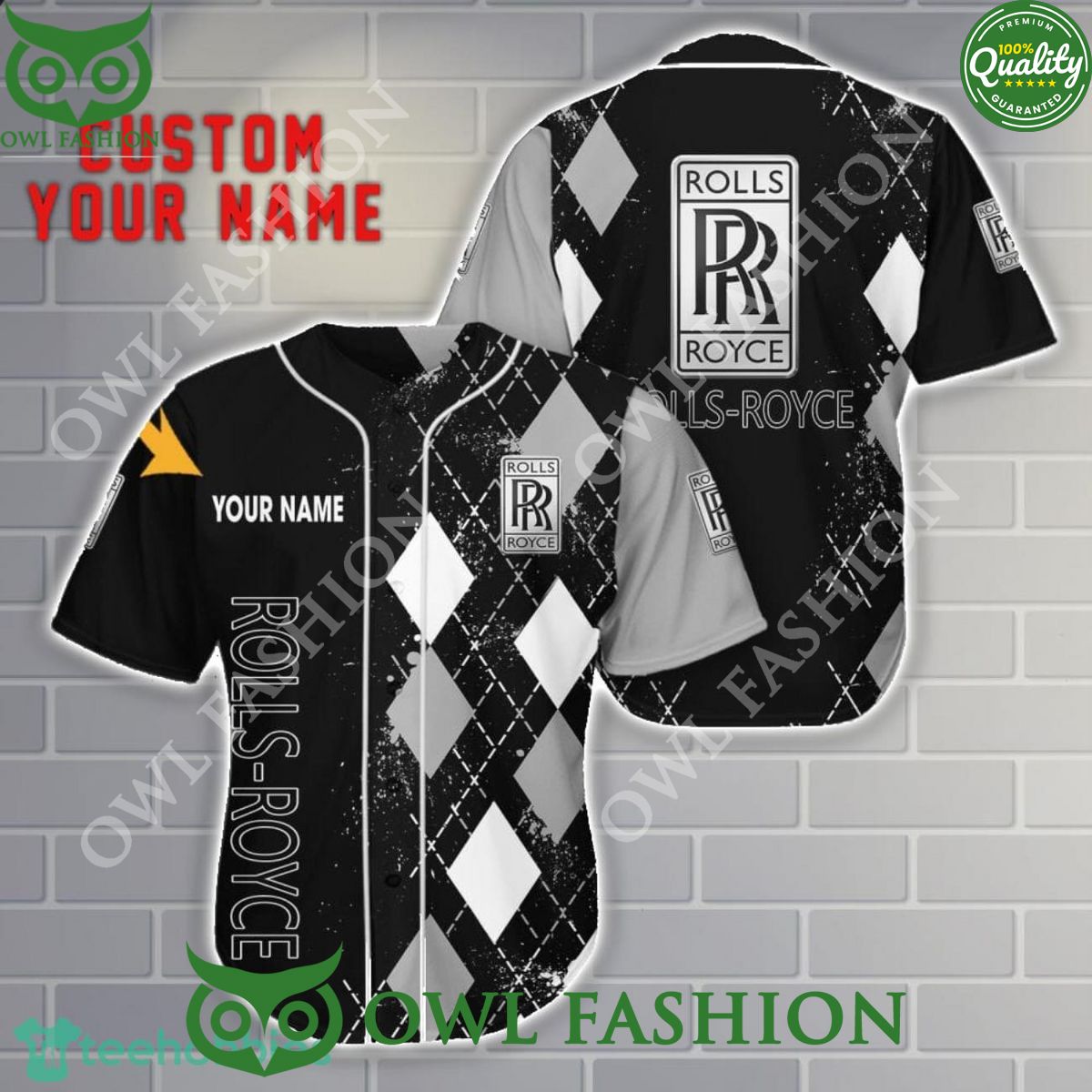 Personalized Rolls Royce British luxury car 3D Baseball Jersey Shirt