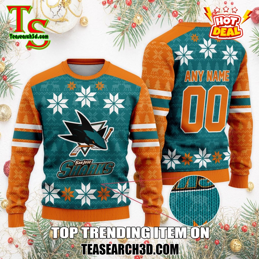 Top Hot Ice Hocket Team Ugly Sweater For NHL fans 25 Personalized San Jose Sharks Ugly Sweater For Christmas
