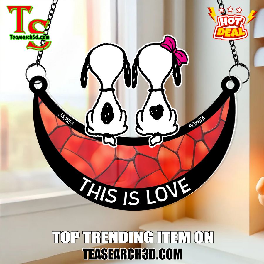 Hot Stained Glass Suncatchers ideas in 2024 21 Personalized Snoopy Dog Couple Stained Glass Suncatcher Ornament