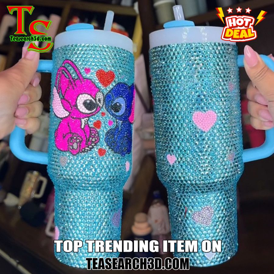 Rhinestone Tumbler With Name On Teasearch 29 Personalized Stitch Couple 40Oz Rhinestone Tumbler