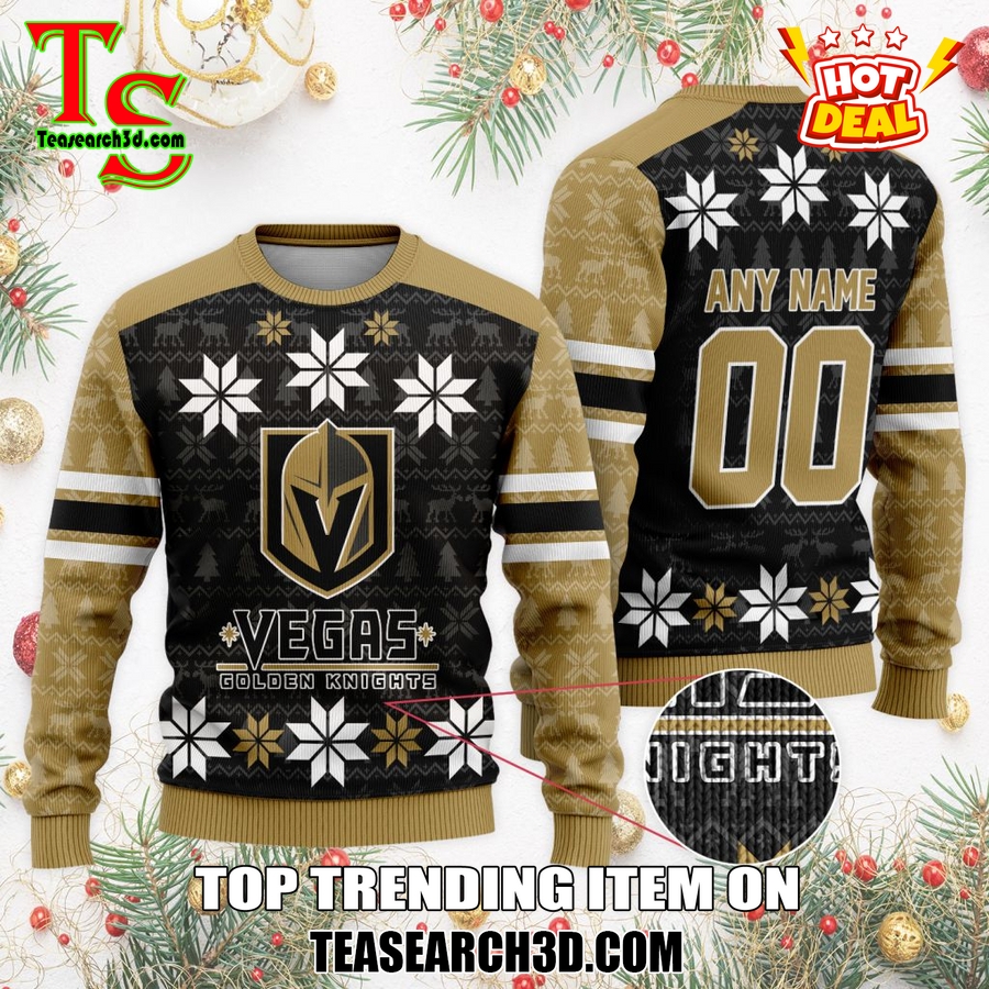 Top Hot Ice Hocket Team Ugly Sweater For NHL fans 32 Personalized Vegas Golden Knights Ugly Sweater For Christmas