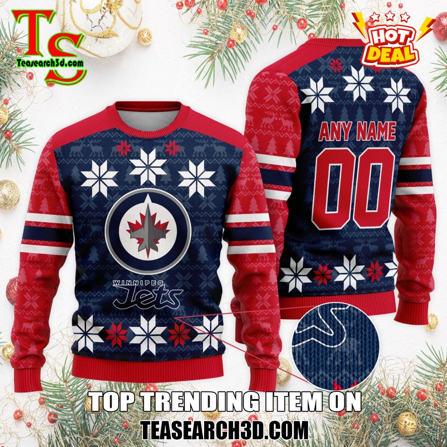 Top Hot Ice Hocket Team Ugly Sweater For NHL fans 34 Personalized Winnipeg Jets Ugly Sweater For Christmas