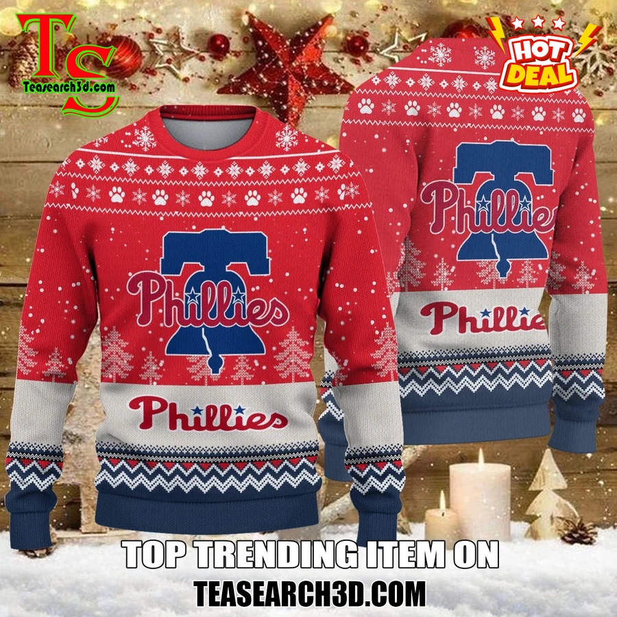 MLB Baseball Basic Ugly Christmas Sweater 22 Philadelphia Phillies MLB Ugly Christmas Sweater